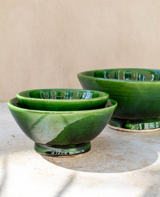 Tazekka Green Moroccan Ceramic Bowl - 3 Size