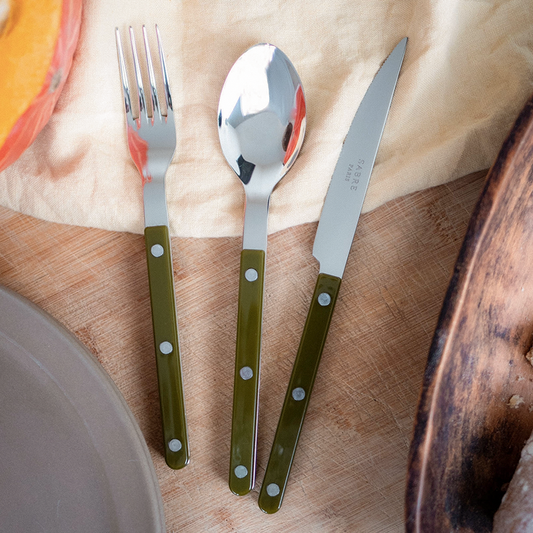4 pieces cutlery set Bistrot Solid, Green fern