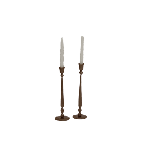 Tessa Iron Candle Pillar | Antique Brass
