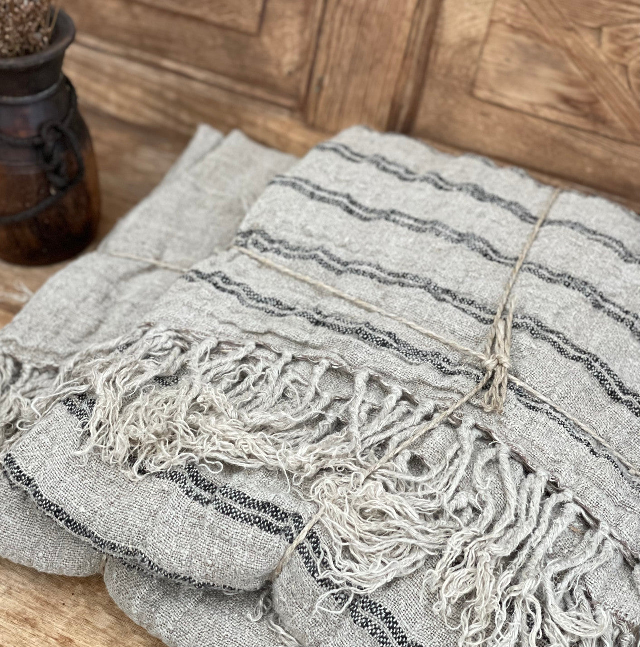 Angaston Handloomed Fringed 100% Linen Bed Throw 150x220cm