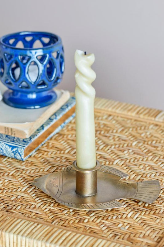 Fabius Candle Holder, Brass, Metal