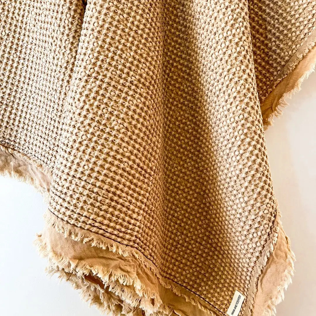 Organic Cotton Rustic Waffle Throw Blanket