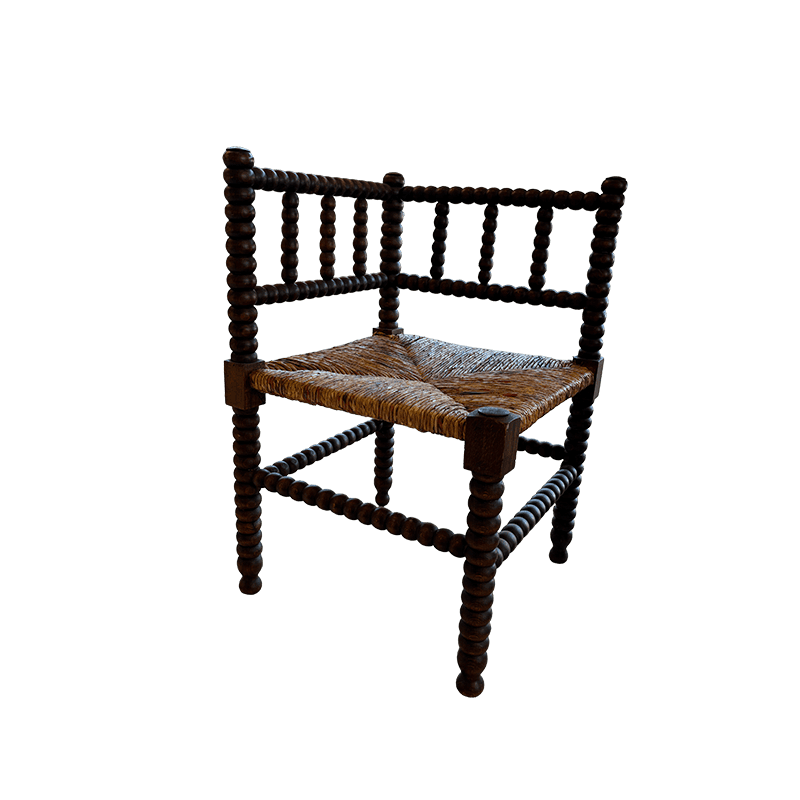 Late 19Th Century French Bobbin Corner Chair