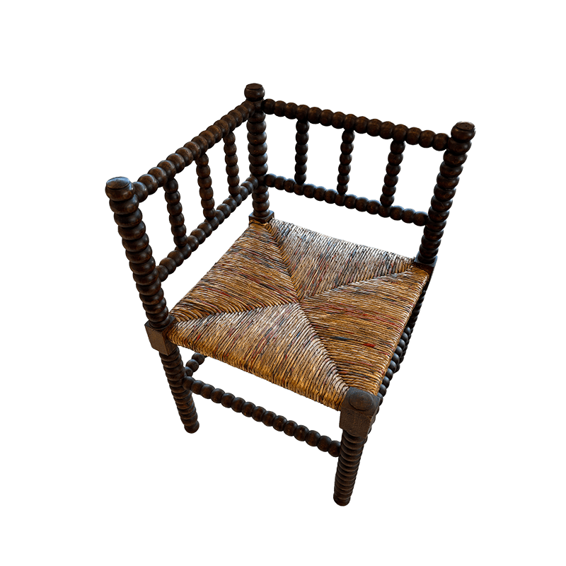 Late 19Th Century French Bobbin Corner Chair