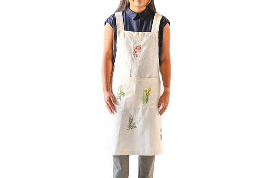 Botanical Embroidered Apron