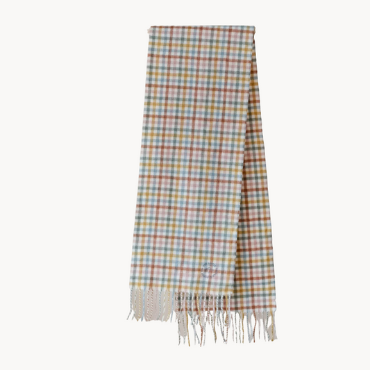 Lambswool Kids Scarf in Rainbow Gingham