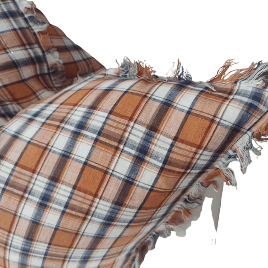 Pure French Linen Cushion - Tartan
