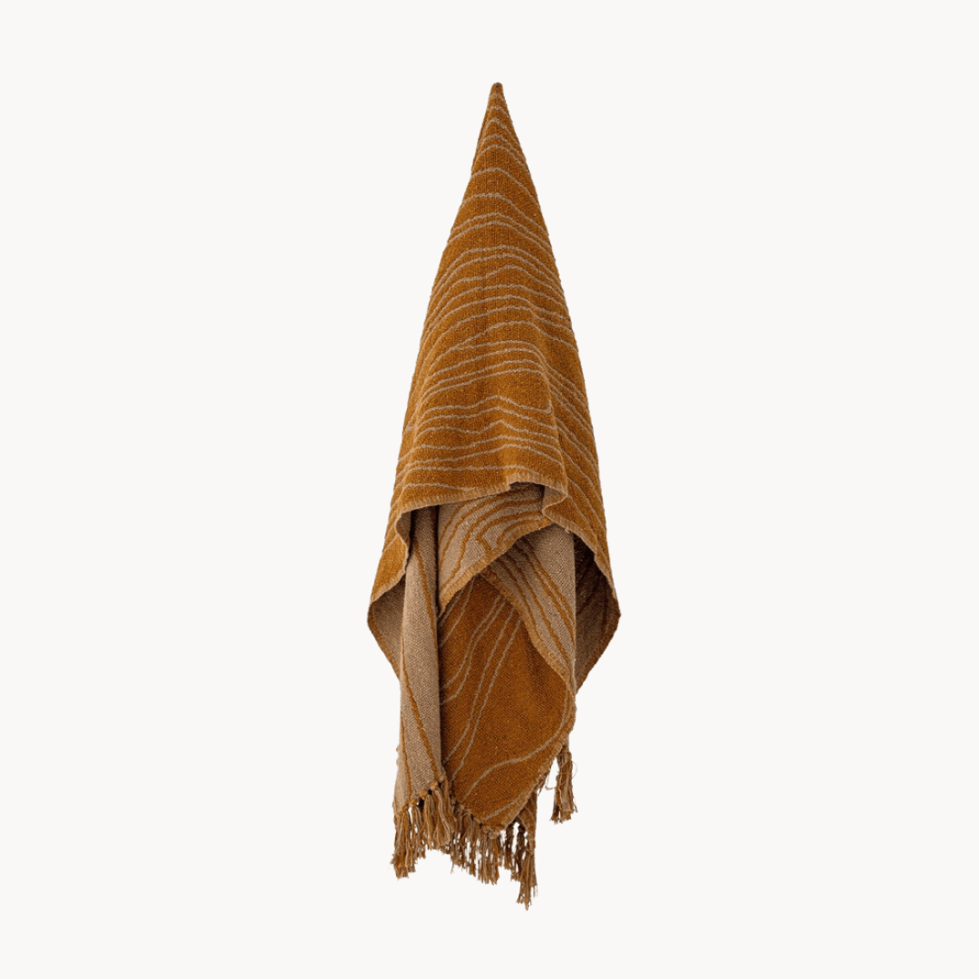 Ginna Throw, Brown, Recycled Cotton