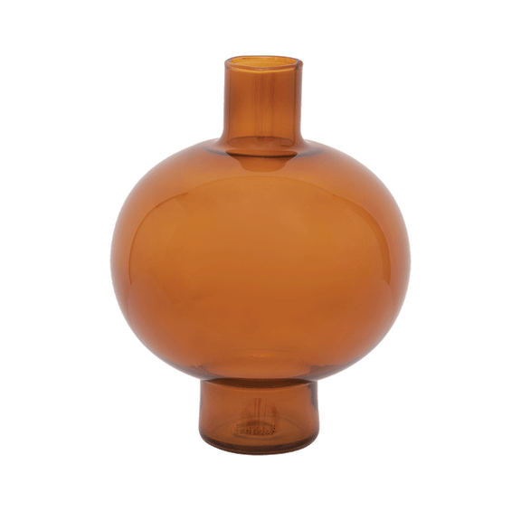 Recycled glass Round Vase, golden oak
