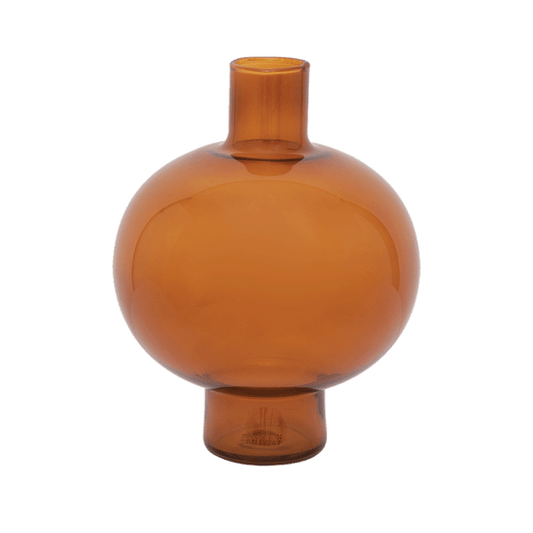 Recycled glass Round Vase, golden oak