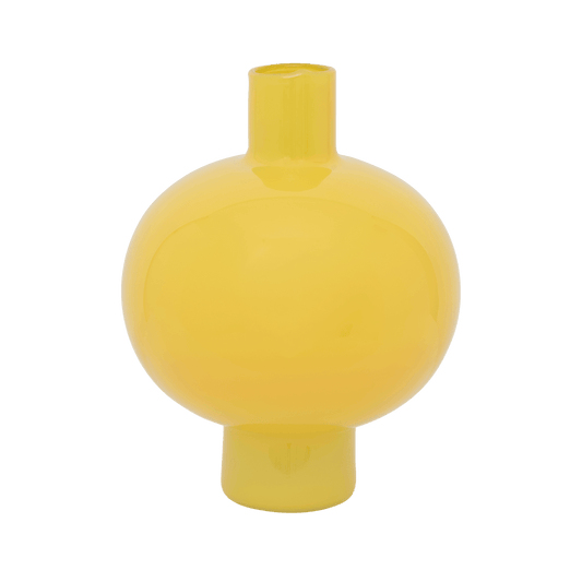 Recycled glass Round Vase -french vanilla