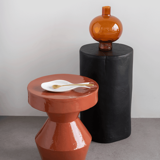 Recycled glass Round Vase, golden oak