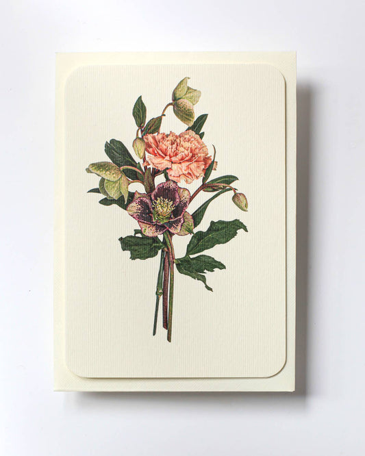 Posy of Hellebore & Carnation Greeting Card | Birthday Card