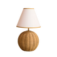 Rattan Ball Cordless Table Lamp Mustard Trim Lampshade