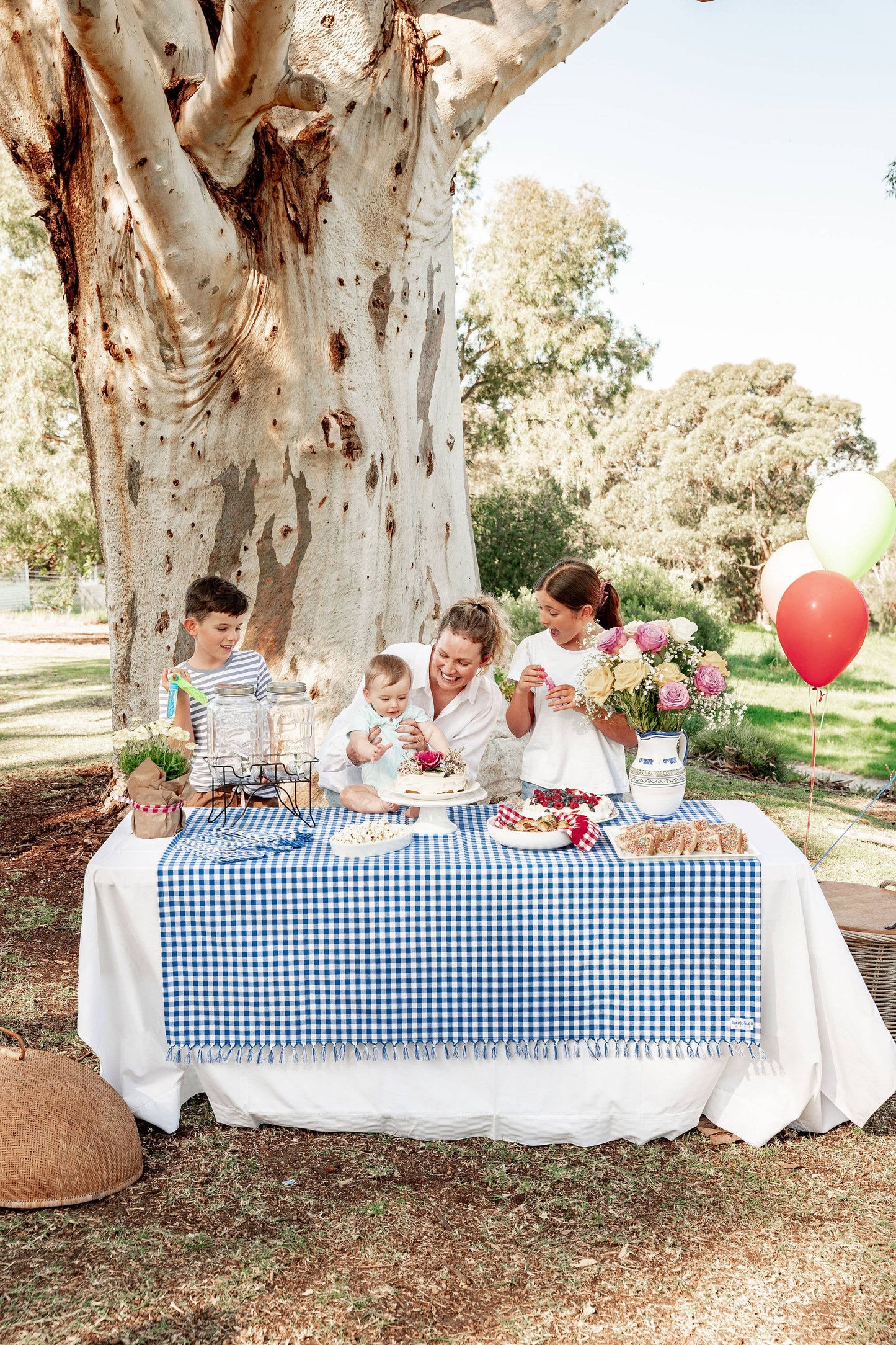 Blue Gingham Tablecloth