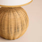 Rattan Ball Cordless Table Lamp Mustard Trim Lampshade