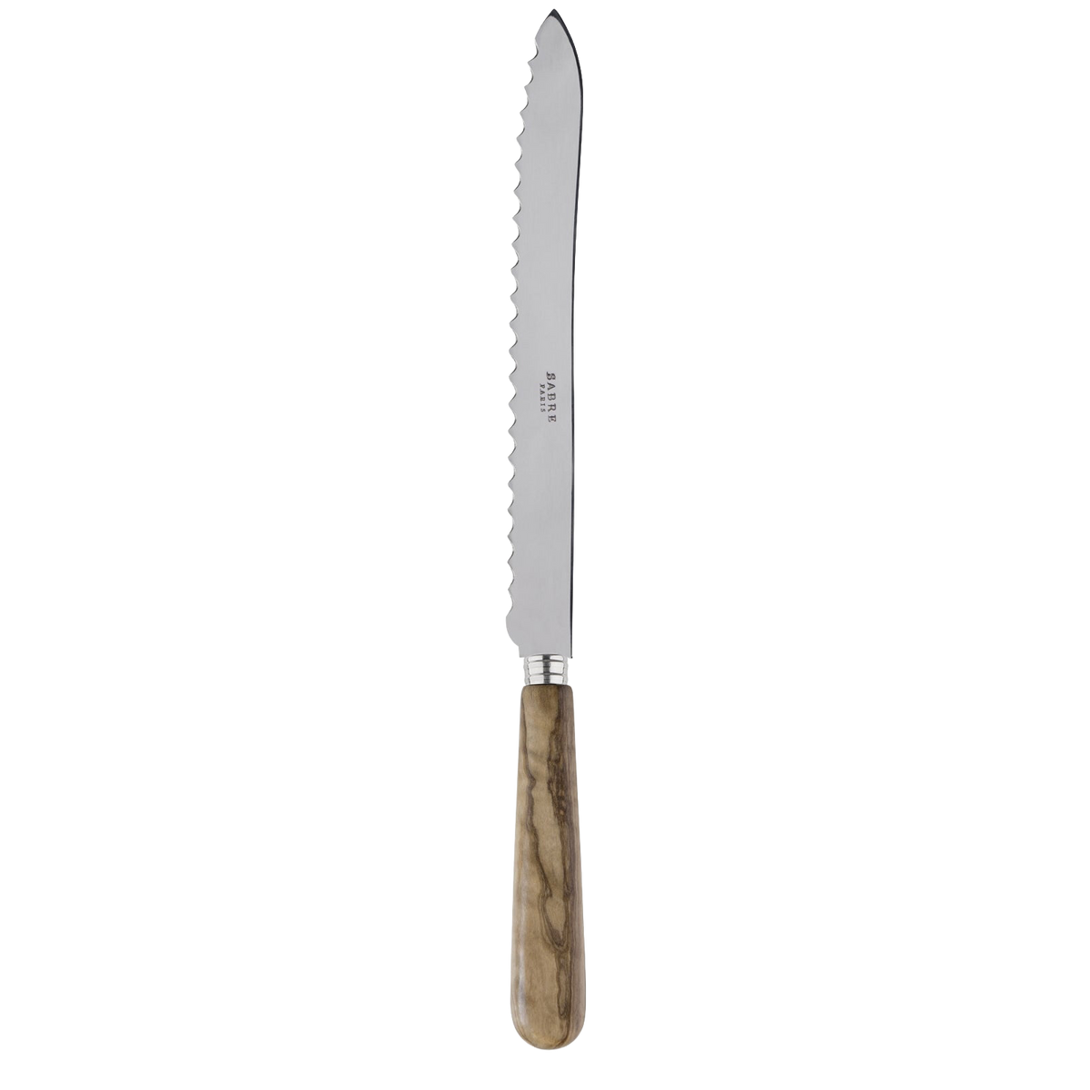 Sabre Paris serrated bread knife with olive tree wood handle
