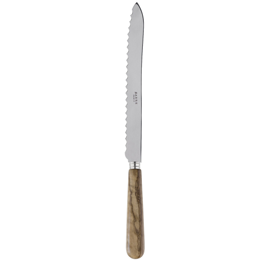 Sabre Paris serrated bread knife with olive tree wood handle