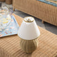 Rattan Ball Cordless Table Lamp Mustard Trim Lampshade