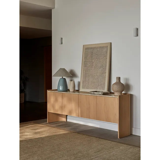 Lorne Pebble Table Lamp - Powder Blue - Oatmeal