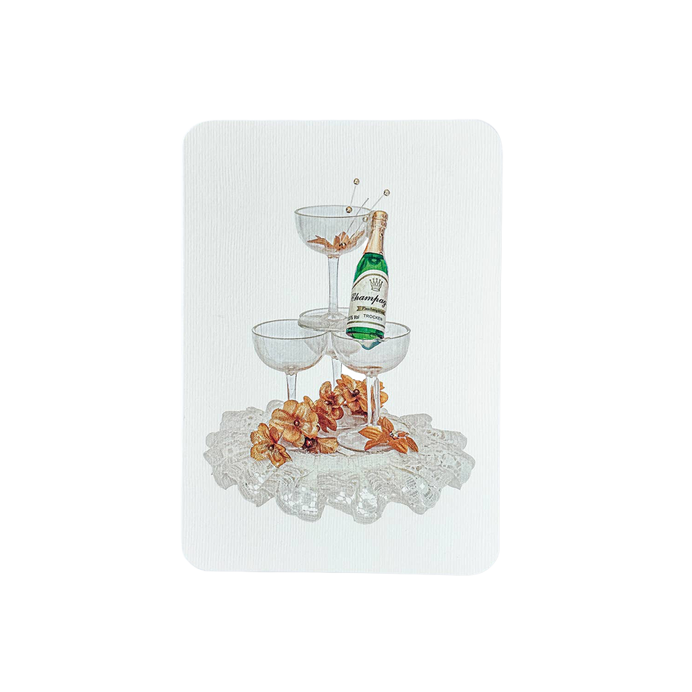 Wedding Cake Topper Champagne Greeting Card | Engagement