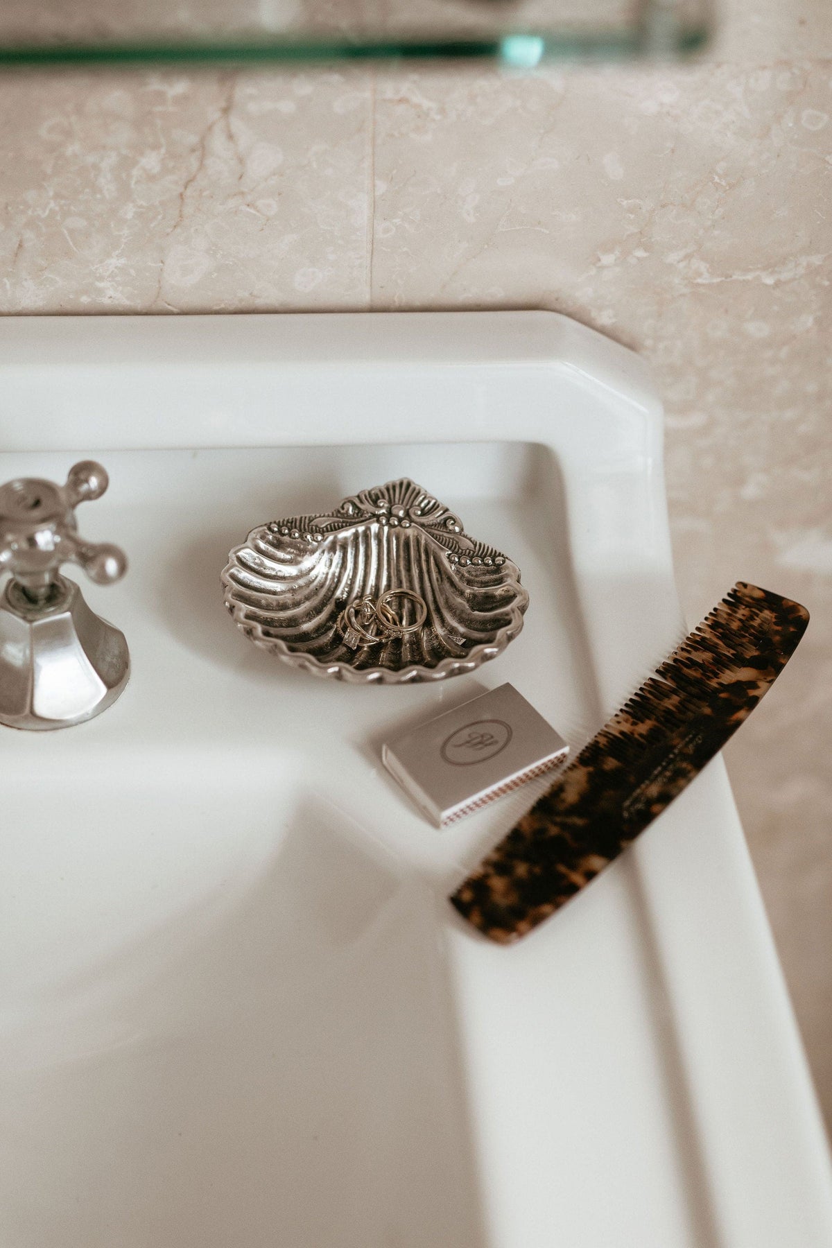 Cove Shell Dish styled on bedside table