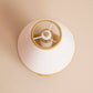 Rattan Ball Cordless Table Lamp Mustard Trim Lampshade