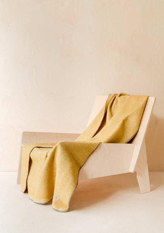 Large Pet Blanket in Mustard Herringbone