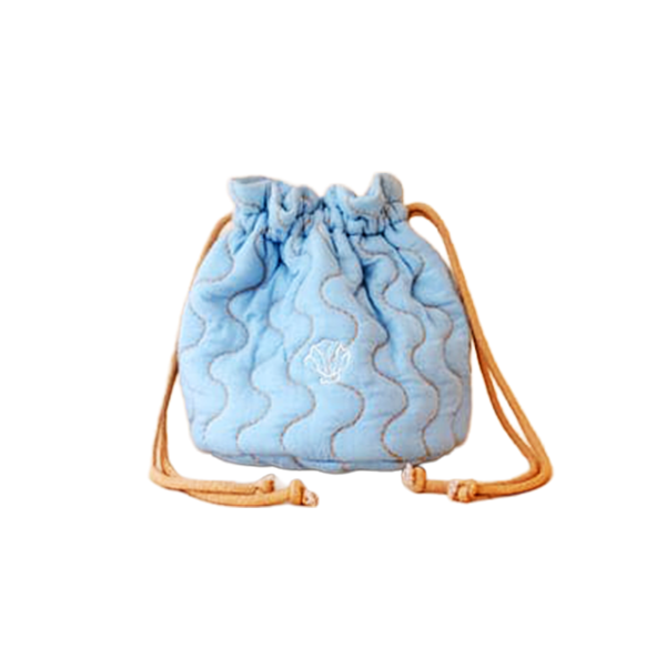 Cotton & Linen Wash Bag in Blue
