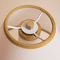 Rattan Ball Cordless Table Lamp Mustard Trim Lampshade