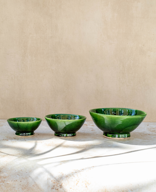 Tazekka Green Moroccan Ceramic Bowl - 3 Size