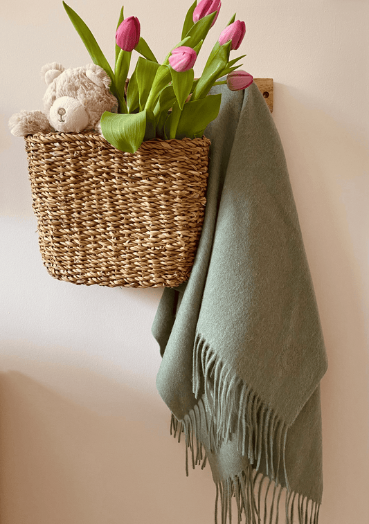 Lambswool Baby Blanket in Sage Melange