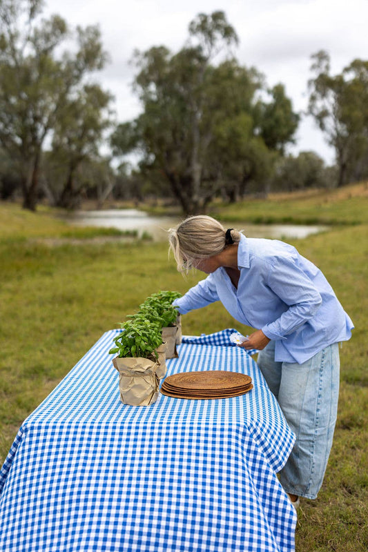 Blue Gingham Tablecloth