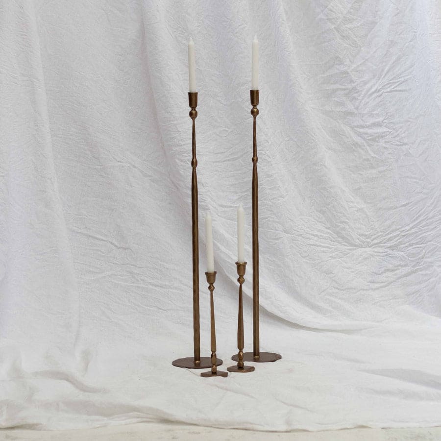 Tessa Iron Candle Pillar | Antique Brass