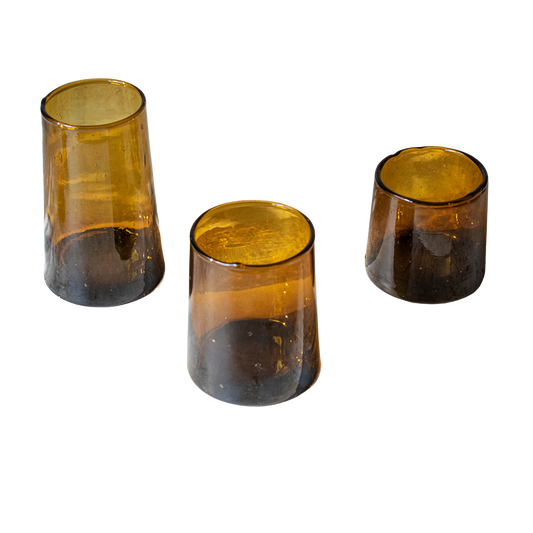 Moroccan Beldi Recycled Glass Tumbler, Amber