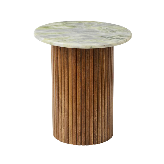 Rainer Marble/Wood Side Table