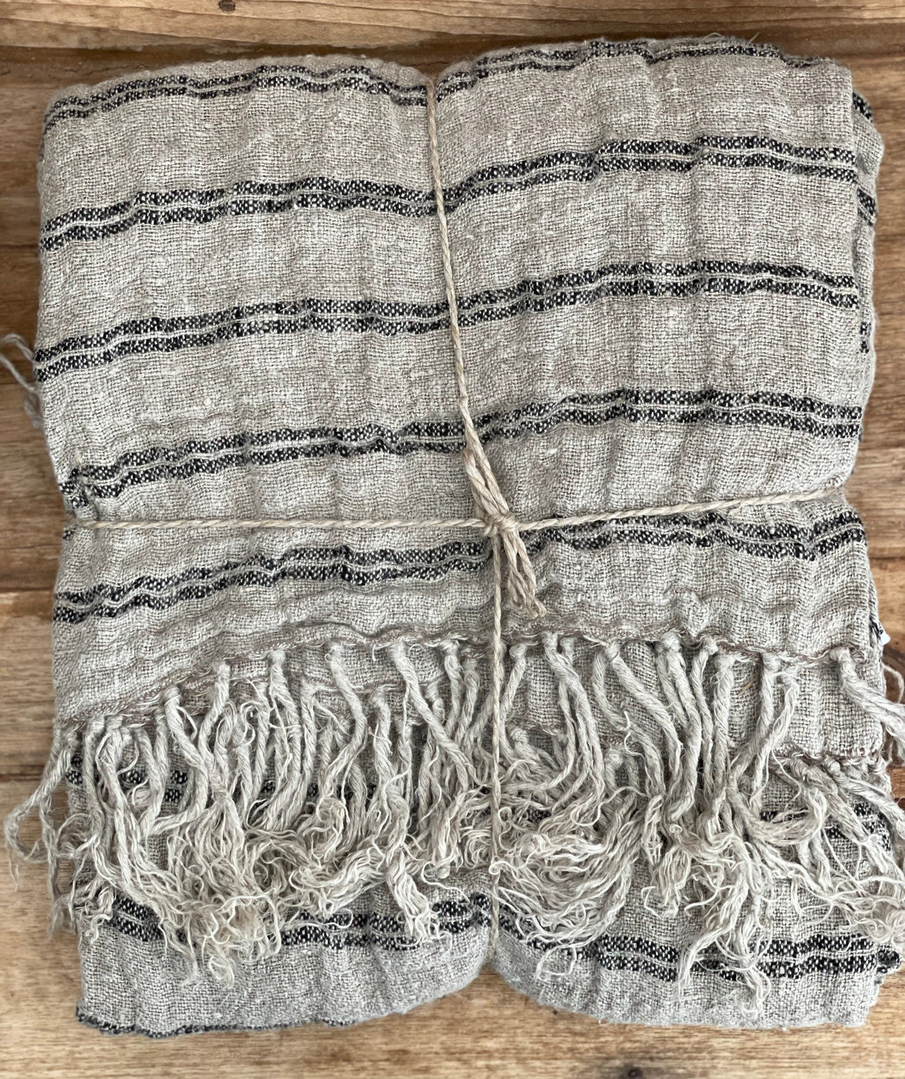 Angaston Handloomed Fringed 100% Linen Bed Throw 150x220cm