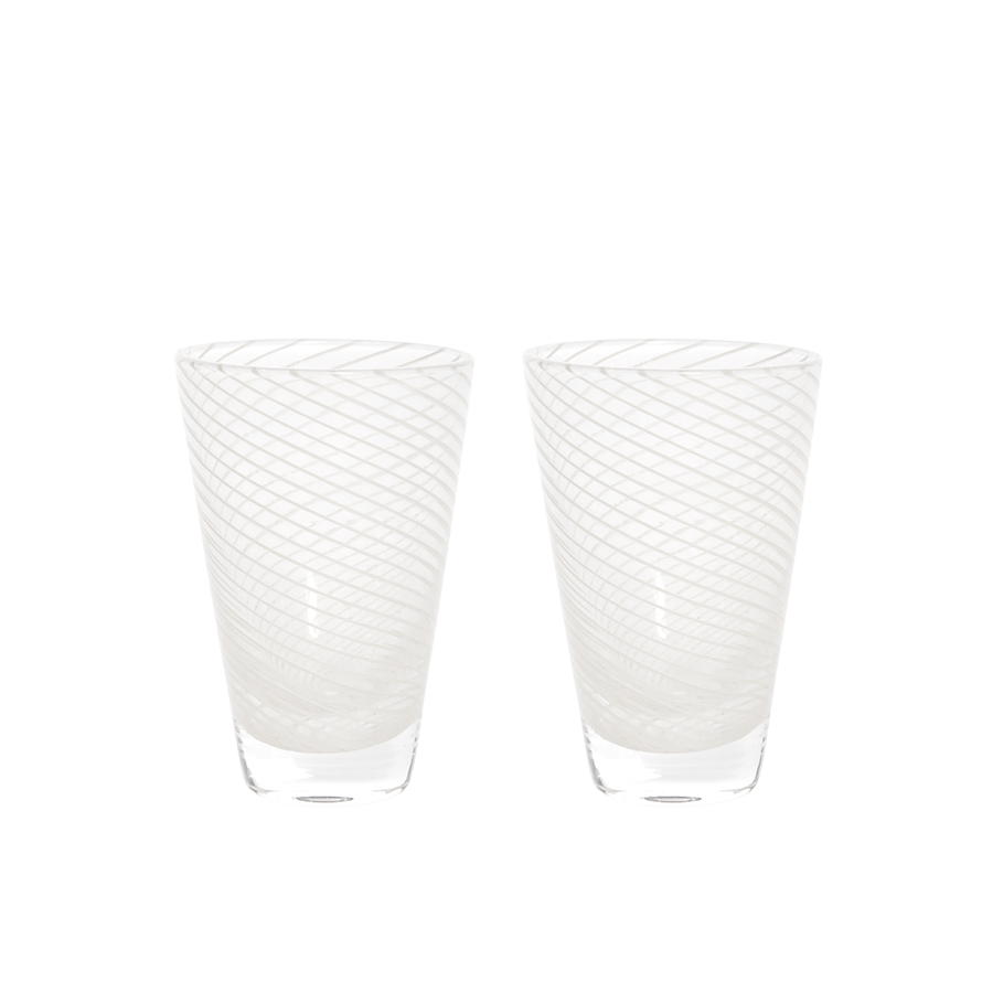 OYOY Yuka Swirl Glass 2pk white