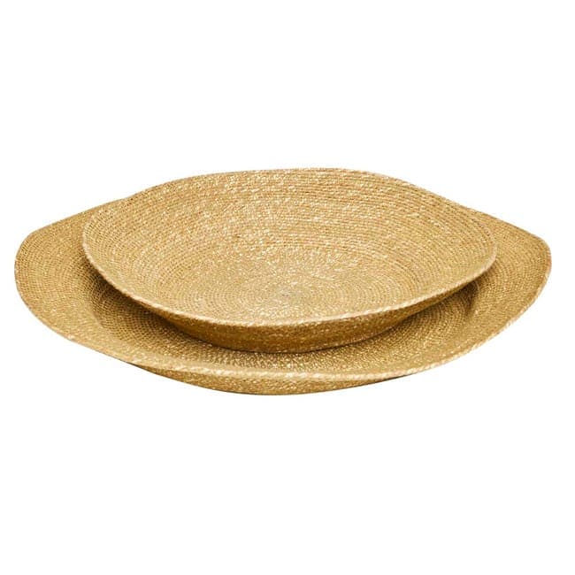 Lark Woven Low Set Of 2 Bowls - Moss