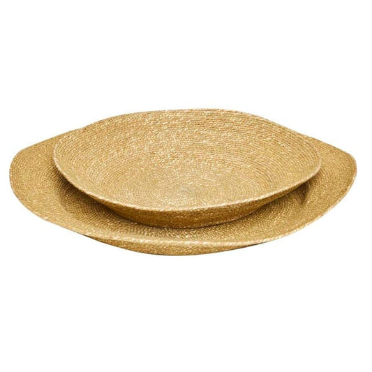 Lark Woven Low Set Of 2 Bowls - Moss