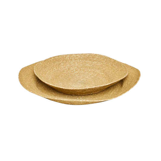 Lark Woven Low Set Of 2 Bowls - Moss