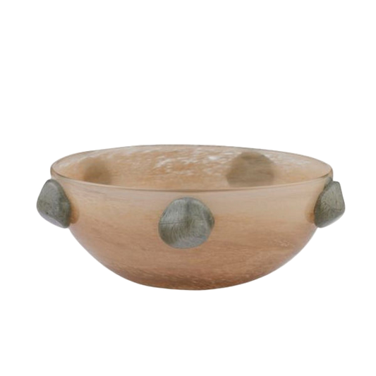 Miles Glass Bowl - Taupe/steel