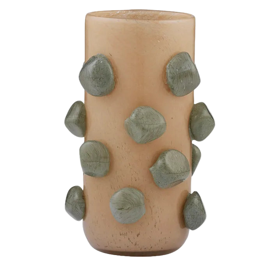 Miles glass Vase 30cm Taupe/Steel