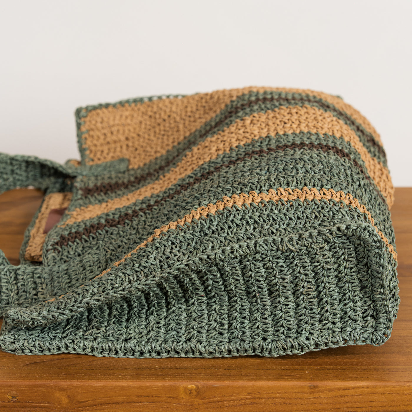 MAE COLOUR BLOCK RAFFIA BAG - MINERAL AND HAZELNUT