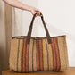 Romi Striped Raffia Bag - Pepperberry and Mustard