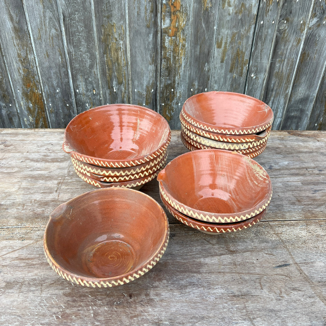 Vintage French Redware Pottery Bowl