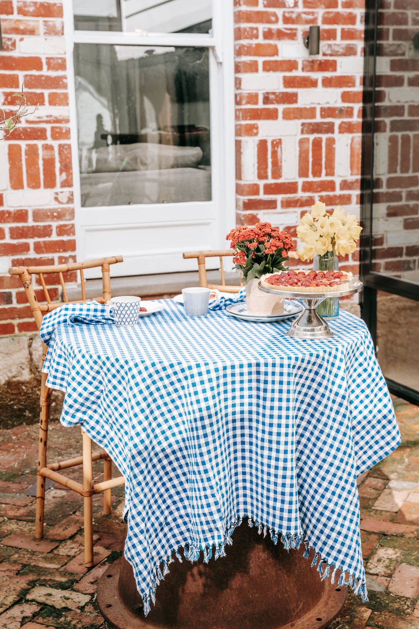 Blue Gingham Tablecloth