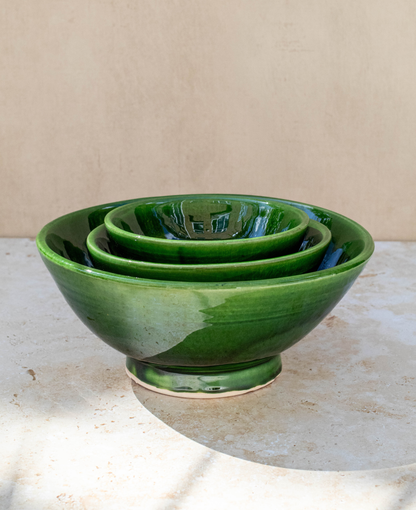Tazekka Green Moroccan Ceramic Bowl - 3 Size
