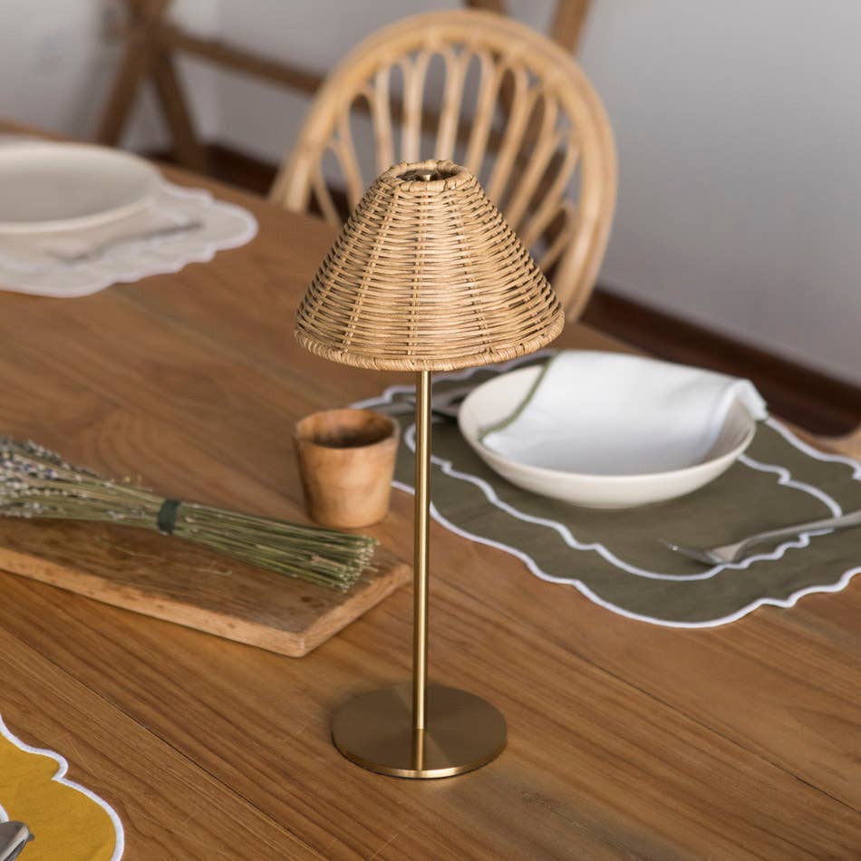 Rattan Cordless Table Lamp
