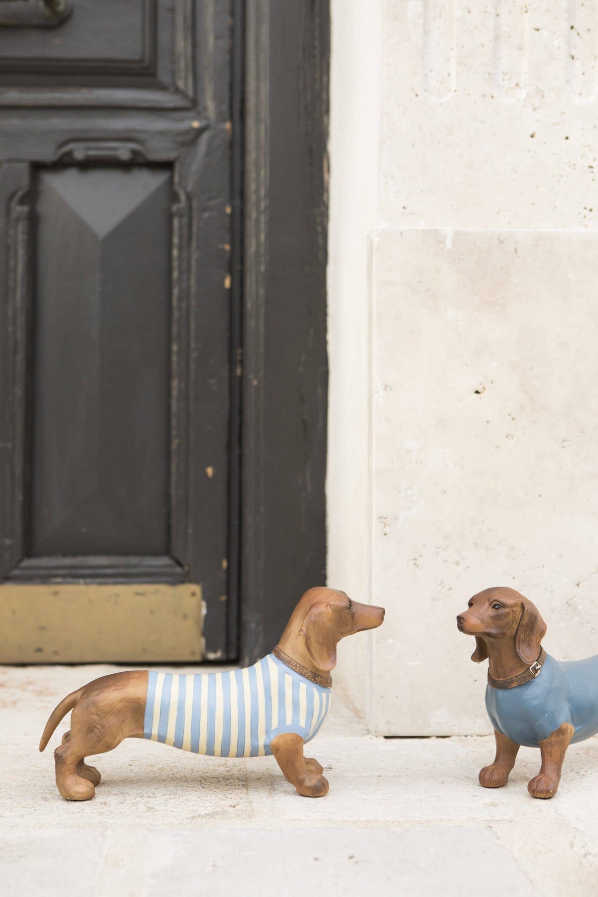 Leon resin dachshund sculpture styled as decor
